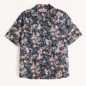 NWT Abercrombie & Fitch Pride camp collar sheer floral button up Sz Small